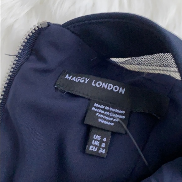 Maggy London Navy flare dress 4 S small - Picture 5 of 7